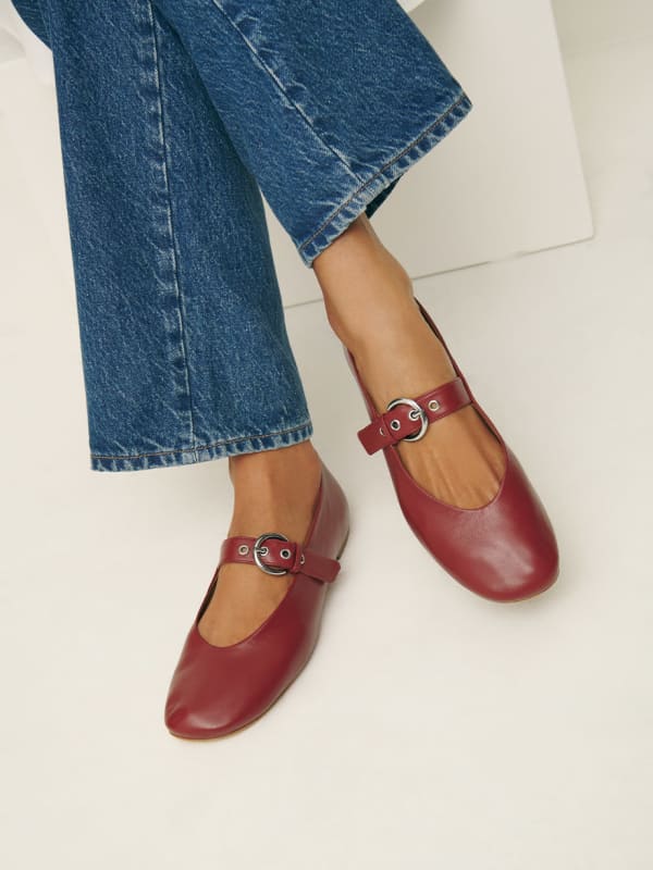 Bethany Ballet Flat - Brick Red Leather